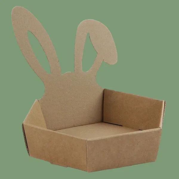 DAS PAPPHAUS DAS PAPPHAUS Osternest mit Hasenohren aus recycelter Wellpappe - Klein, Braun, – Produktbild 1 von 4