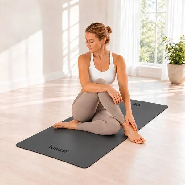 Yosana Yosana Yogamatte Ultra Grip inkl. Baumwolltragegurt, Grau, – Produktbild 7 von 7