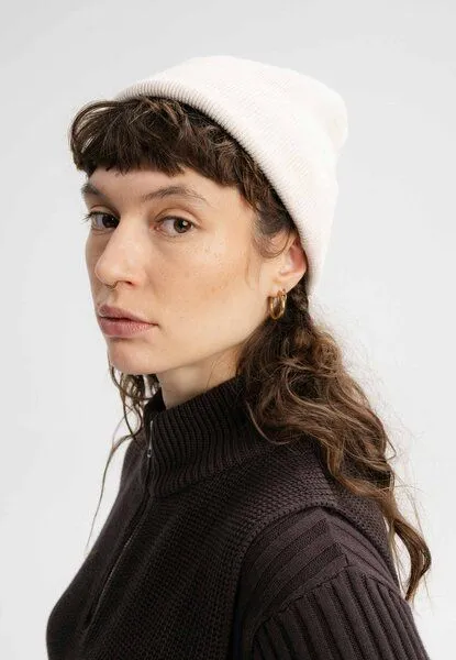 MELA MELA Feinstrick Mütze Style HIMMAT aus 100% Bio-Baumwolle, Cream melange, – Produktbild 1 von 4