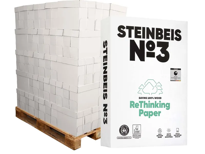 Steinbeis 300 x 500 Blatt Steinbeis Recycling-Kopierpapier "No.3, PureWhite" DIN A4 – Produktbild 1 von 1