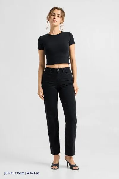 DAWN Damen Jeans MORNING Regular Straight DAWN Minimal Stretch, Black/black, – Produktbild 3 von 6