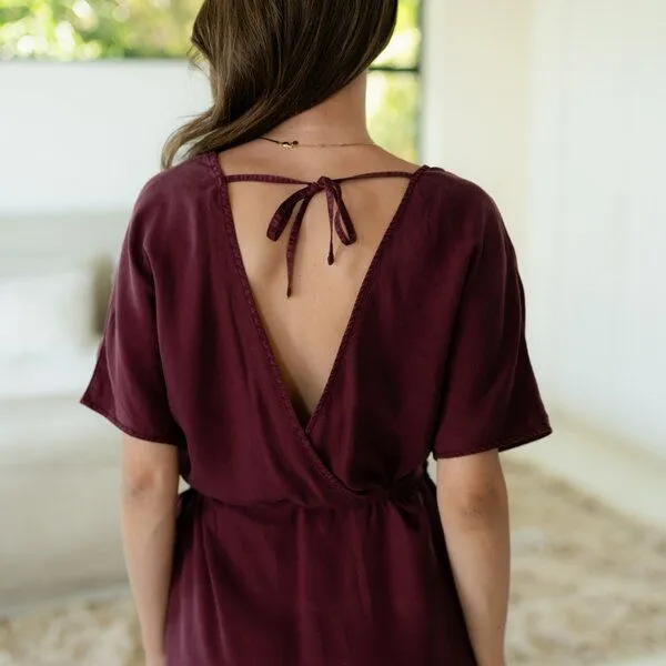 NORDLICHT NORDLICHT Damen Wickelkleid Tilda aus 100% Tencel, Rot (bordeaux rot), – Produktbild 1 von 4