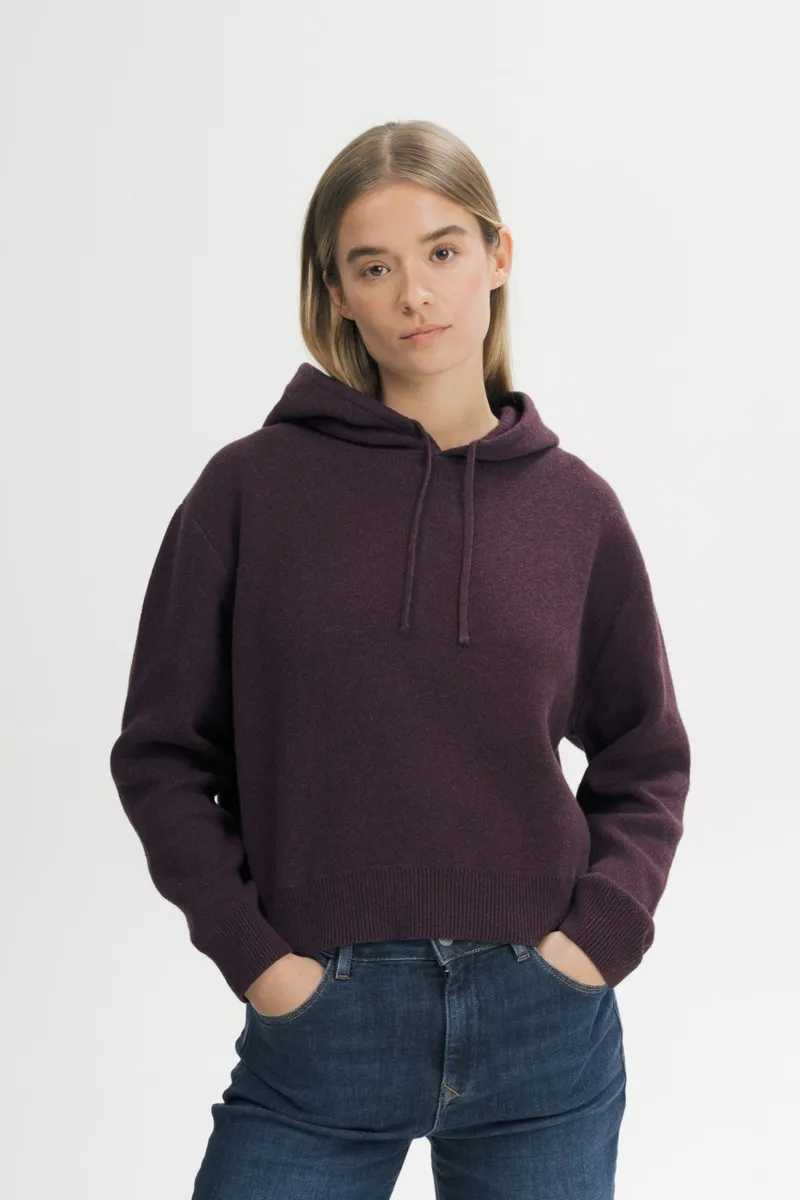 MELA MELA Damen vegan Strick Hoodie Janisha Elderberry Melange, Violett, – Produktbild 2 von 2
