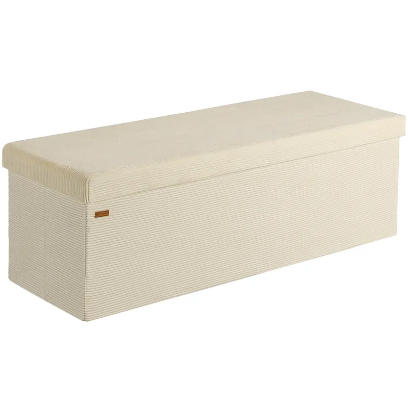 Casaria® Sitzbank Beige Cord 114x38x38cm MDF faltbar – Produktbild 1 von 2