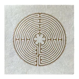 Veskor Cassiopeia Veskor Cassiopeia LABYRINTH VON CHARTRES der Kathedrale Notre-Dame Linoldruck | 22 × 22 cm | Gold auf Naturweiß – Produktbild 1 von 1