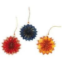 El Puente El Puente Deko-Anhänger "Sterne", 3er-Set | Fair Trade & Handmade aus Bangladesch, Gold,gelb,blau,rot, – Produktbild 1 von 1