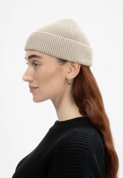 MELA MELA Kurze Rippstrick Mütze RAFI, Kiesel melange, – Produktbild 4 von 4