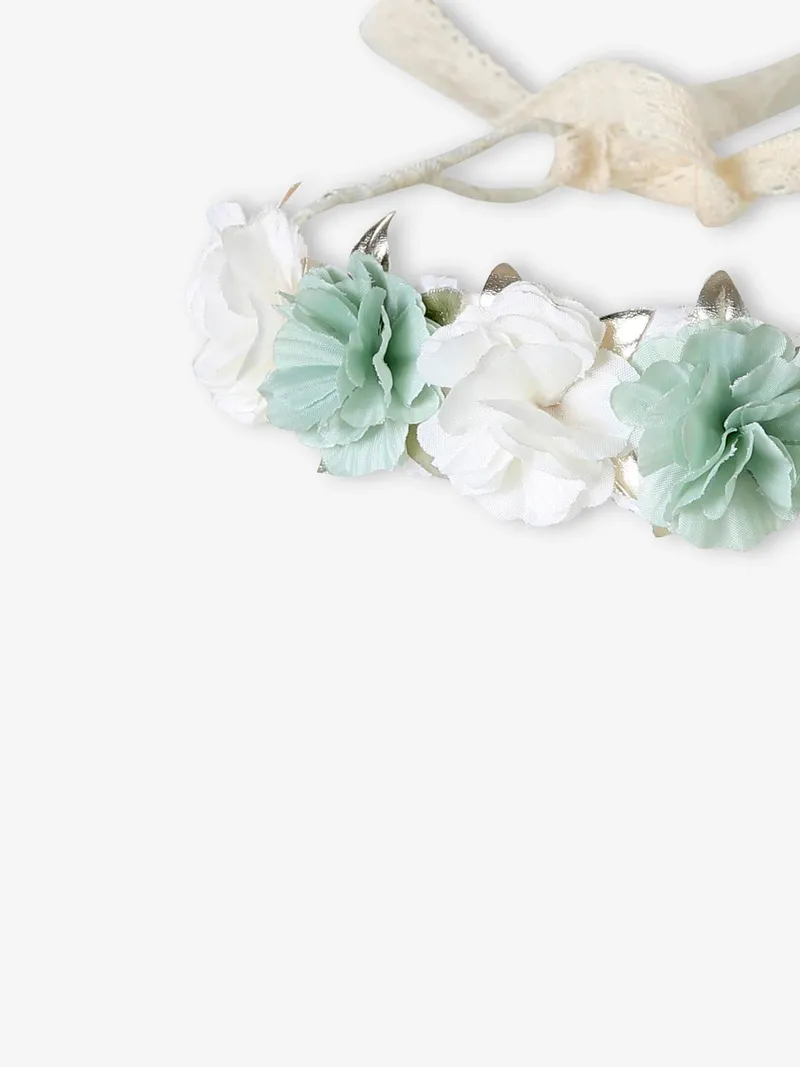 Vertbaudet Blumenkranz für Mädchen, Salbeigrün/wollweiß, – Produktbild 3 von 3