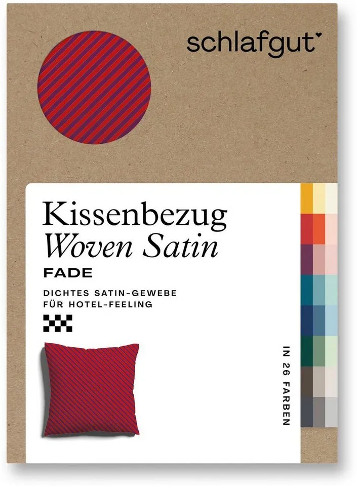 Schlafgut Schlafgut Kissenbezug Premium Kissenbezug Woven Fade Satin (1 St), (1 Stück), Ton-in-Ton Reißverschluss, Fadendichte von 300tc, Streifen, OEKO Tex, Rot, – Produktbild 4 von 5
