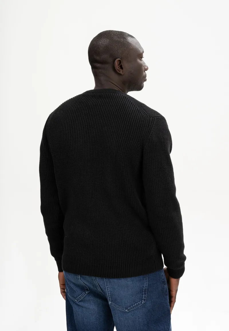 MELA MELA Herren vegan Strickpullover Ravi Schwarz, Schwarz, – Produktbild 1 von 3