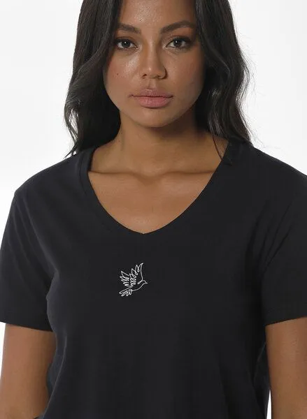 ORGANICATION ORGANICATION T-Shirt aus Bio-Baumwolle mit Stickerei, Schwarz(black), – Produktbild 4 von 4