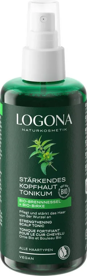 LOGONA LOGONA Haartonikum STÄRKENDES KOPFHAUT TONIKUM BIO-BRENNNESSEL & BIRKE, mit Bio-Brennnesselextrakt, vegane Formel, pH-hautneutral – Produktbild 2 von 2