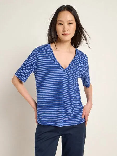 LANIUS LANIUS Streifenshirt (OCS) aus Hanf und Bio-Baumwolle, Blue/creme, – Produktbild 1 von 4