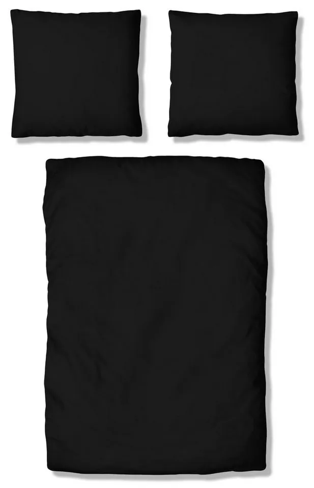 OTTO home Bettwäsche Desner 100% Microfaser, extra weich, allergikerfreundlich, Microfaser, 3 teilig, Premium Qualität, uni, schnell trocknend, pflegeleicht, ab 135x200 cm, Schwarz, – Produktbild 3 von 6