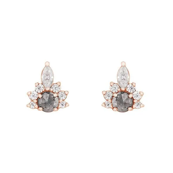 Eppi Eppi Ohrringe mit Salt and Pepper Diamanten und Moissaniten Kruno, Rosa, – Produktbild 1 von 3