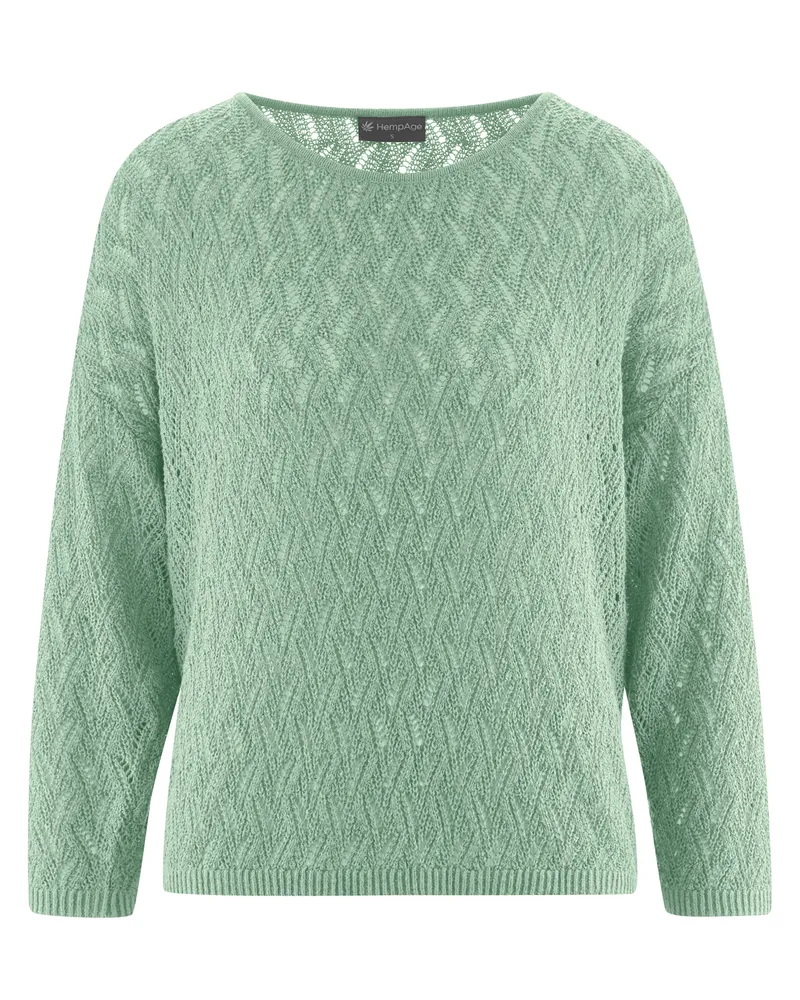 HempAge Hempage Damen vegan Pullover Mit Ajourmuster Menta Grün, Grün, – Produktbild 1 von 2