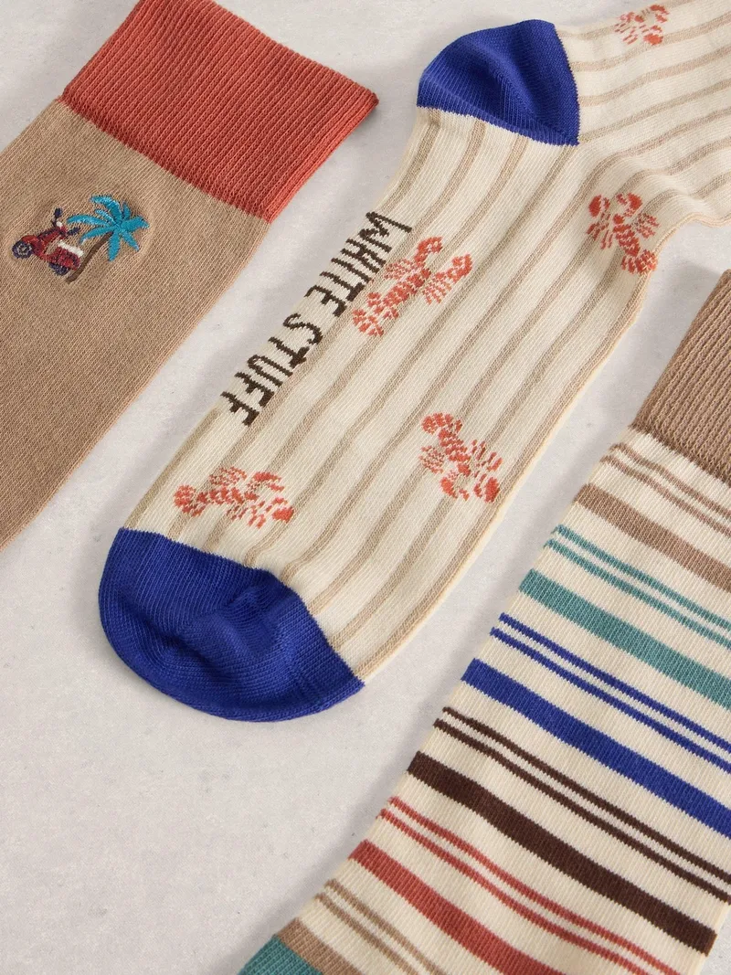 White Stuff 3er-Pack Socken Hummer - 44-46, Natur multi, – Produktbild 2 von 2