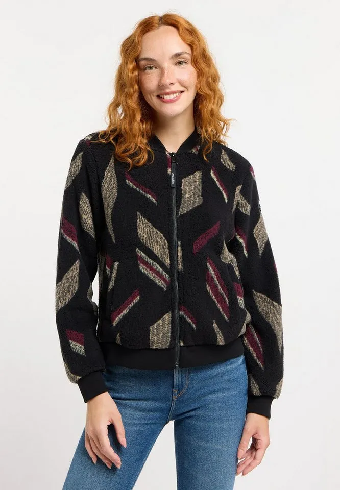 ragwear ragwear Fleecejacke CAIRRO PRINT mit Reißverschluss, aus Kunstfaser und Fleece, Basic Passform, Schwarz, – Produktbild 2 von 5