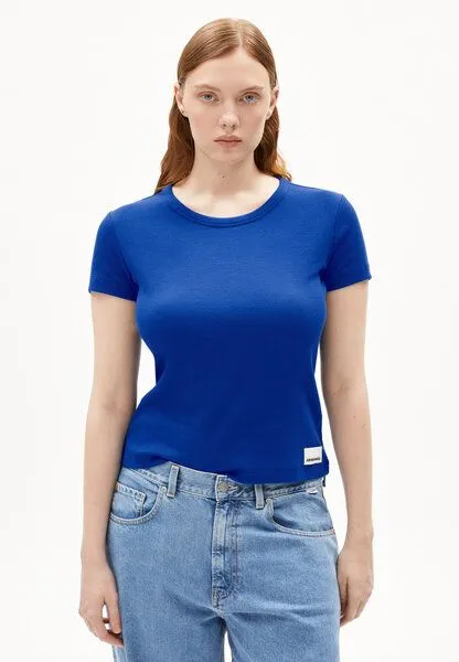 ARMEDANGELS ARMEDANGELS KARDAA Damen Ripp-T-Shirt aus Bio-Baumwoll Mix, Lapis blue, – Produktbild 1 von 4