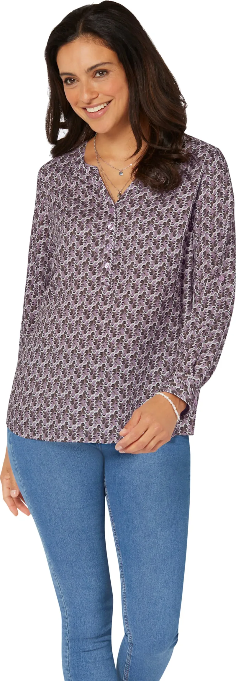 Witt Druckbluse mauve-dunkeltaupe-bedruckt, Mauve-dunkeltaupe-bedruckt, – Produktbild 2 von 2