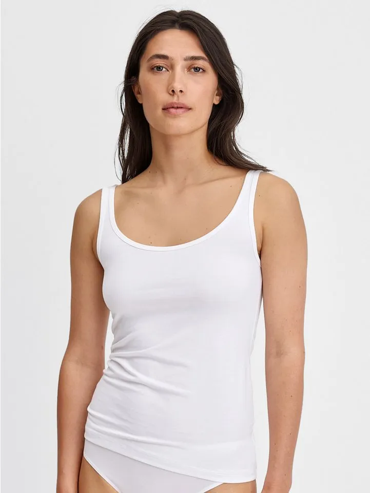 CALIDA CALIDA Shirttop Essential Cotton Baumwoll-Mix, Single Jersey, elastisch, Rundhalsausschnitt, Weiß, – Produktbild 3 von 5
