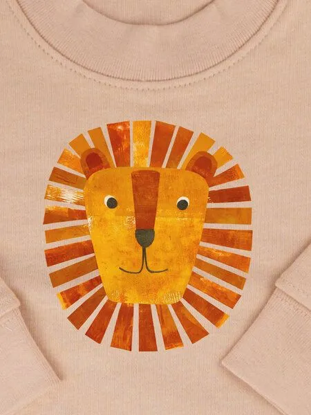 MelaDi Meladi Kinder Baby - Sweater aus Biobaumwolle - Löwe auf Creme Latte, Mokka, – Produktbild 4 von 6