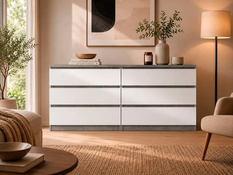 Home affaire Kommode Naia - 6 Schubladen & grifflose Front, Made in Denmark (Breite: 158 cm), Viel Stauraum mit griffloser Front, in mehreren Farben, Grau, – Produktbild 1 von 5