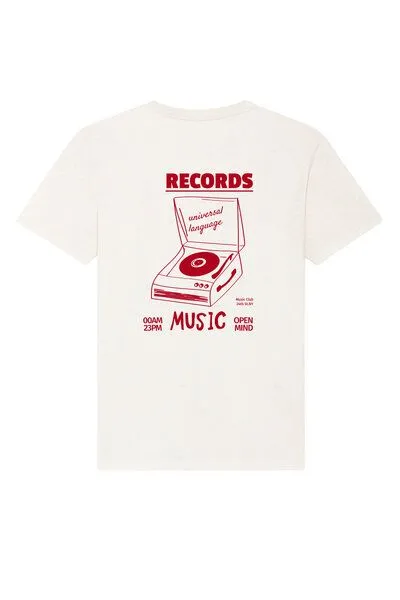 Kultgut Kultgut Artdesign - Shirt aus recycelter Biobaumwolle / Records, Natur, – Produktbild 2 von 4