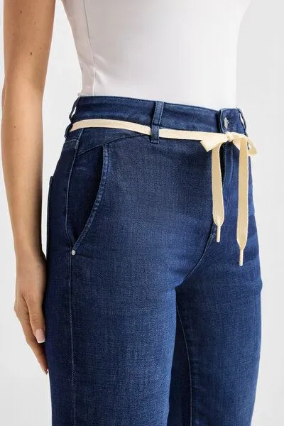 DAWN Damen Jeans DEW Flared High Waist French Pocket DAWN Bio-Baumwolle, Dark blue, – Produktbild 5 von 5