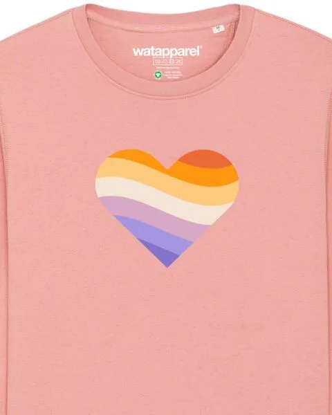 watapparel watapparel Sweatshirt Unisex Rainbow Heart, Canyon pink, – Produktbild 3 von 3