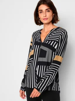 Witt Druckbluse schwarz-camel-bedruckt – Produktbild 1 von 1