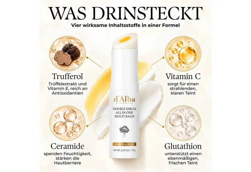 d'Alba Gesichtspflege Gesichtsbalm Anti Falten Serum Vitamin C Kollagen White Trüfflel, 3-tlg., Feuchtigkeitspflege, Straffheit, Vitamin C, Antioxidativ – Produktbild 4 von 5