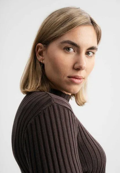 MELA MELA Strickpullover Style NAMARI aus 100% Bio-Baumwolle, Dunkelbraun, – Produktbild 4 von 4