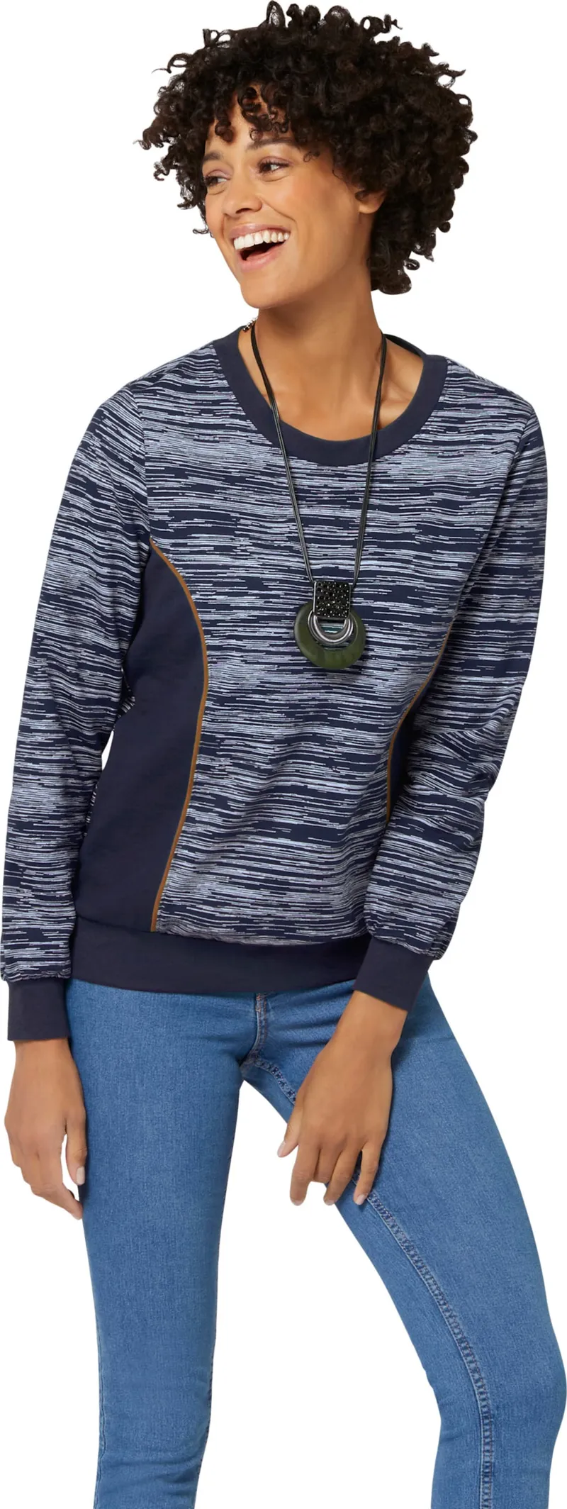 Witt Sweatshirt marine-ecru-bedruckt, Marine-ecru-bedruckt, – Produktbild 2 von 2
