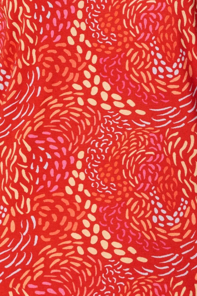 Himalaya Clothing Sommerkleid Kleid Damen mit zartem Alloverprint - Leichtes Jerseykleid aus Viskose Feminines Midikleid mit hohem Tragekomfort, Rot, – Produktbild 5 von 5