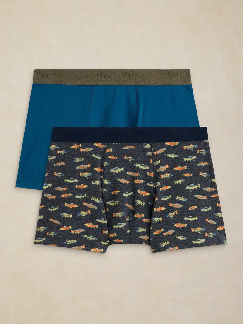 White Stuff Boxershorts Hove Doppelpack - S, Schwarz print, – Produktbild 2 von 3