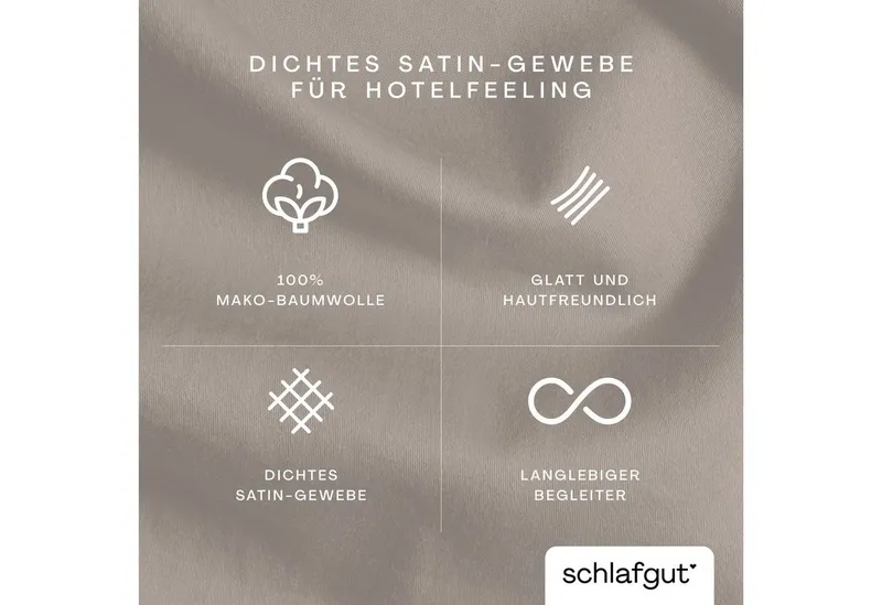 Schlafgut Schlafgut Kissenbezug Premium Kissenhülle Woven Satin, 100% Baumwolle, (1 Stück), Ton-in-Ton Reißverschluss, Fadendichte von 300tc, Uni, OEKO Tex, Beige, – Produktbild 3 von 5