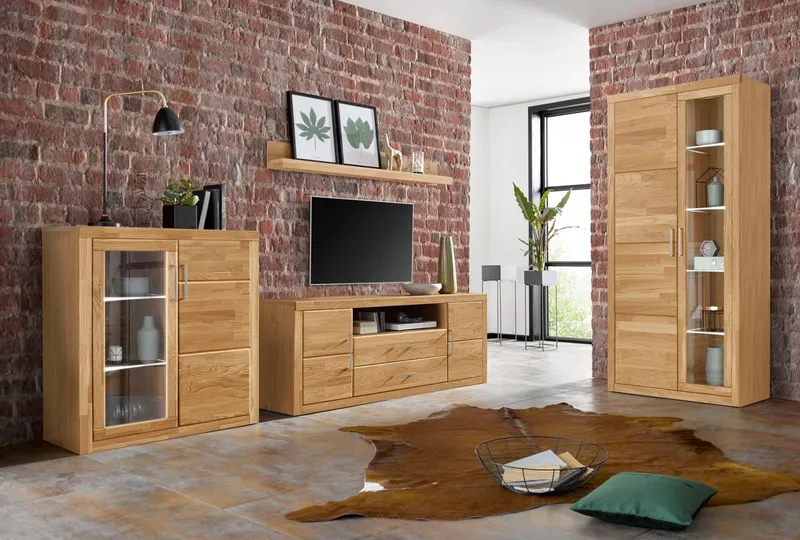 OTTO home Wohnwand Logo, (Set, 4-St), teilmassives Holz, Braun, – Produktbild 7 von 8