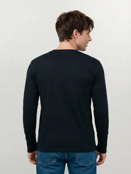 GreenBomb GREENBOMB Basic Base - Funktionales Longsleeve aus Merino-Wolle / Fair & Vegan, Schwarz (schwarz), – Produktbild 4 von 4