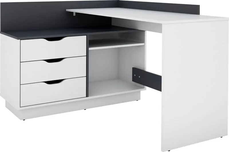 OTTO home Eckschreibtisch Bexley, mit viel Stauraum, Breite 129 cm, rechts oder links montierbar, Weiß, – Produktbild 2 von 5