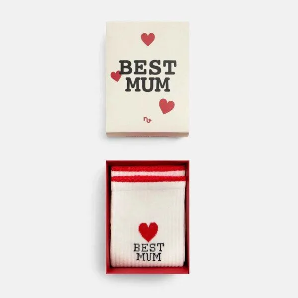 Natural Vibes Natural Vibes Best Mum | Bio GOTS | Geschenkset Beste Mama | Bestickte Tennissocken | Herren Damen Socken | Muttertag – Produktbild 1 von 4
