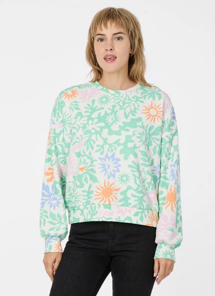 ragwear ragwear Sweatshirt WUSS PRINT Elastische Baumwollmischung und softem Finish mit Allover-Print, Grün, – Produktbild 1 von 2