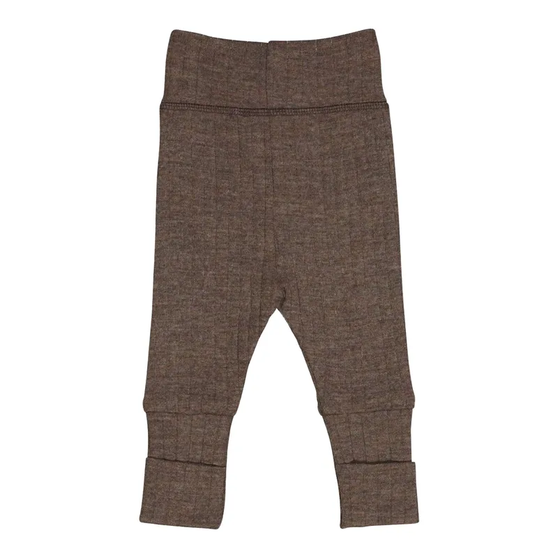 müsli Müsli Wollhose mit Klappfuß Rippqualität Merinowolle, Braun, – Produktbild 1 von 1