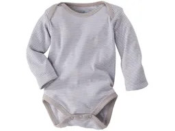 HANS NATUR Baby Langarmbody Bio-Baumwolle grau-weiß gestreift Gr. 86/92 – Produktbild 1 von 1