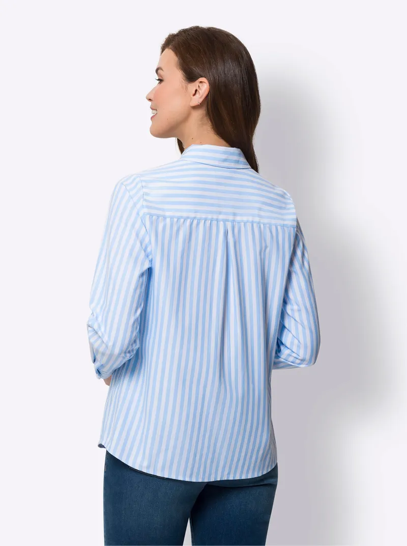 heine Klassische Bluse, Eisblau-weiß-gestreift, – Produktbild 1 von 2