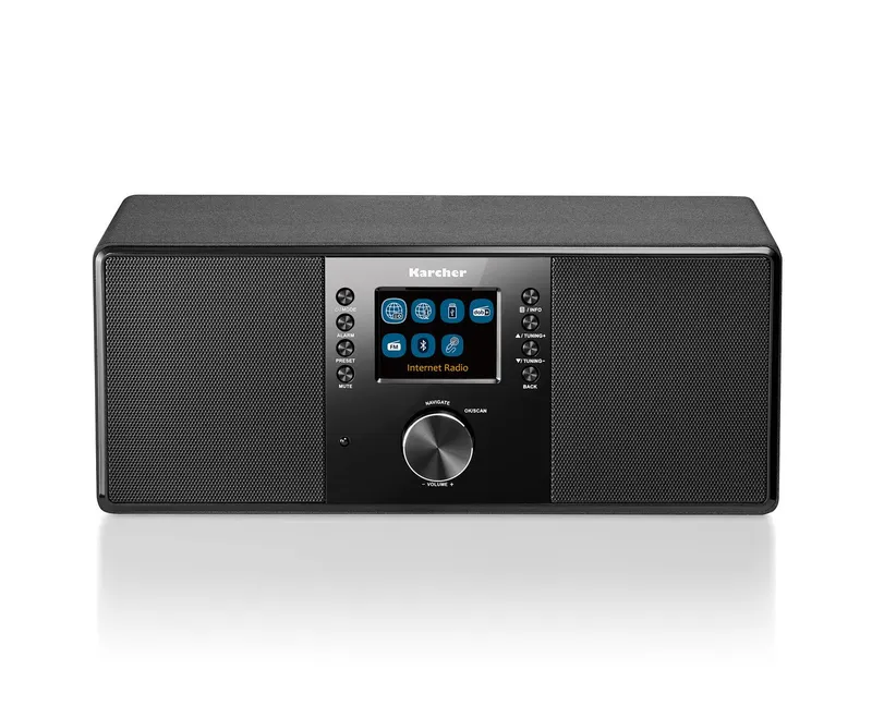 Karcher Karcher DAB 7000i Internet-Radio (Internetradio, DAB+, UKW (FM), 14 W, DAB+ / UKW-RDS, WLAN & Bluetooth, USB-Anschluss, AUX-IN, Wecker), Schwarz, – Produktbild 1 von 4