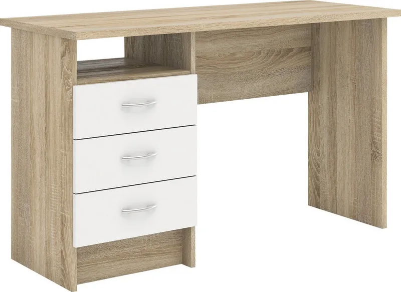 Home affaire Schreibtisch Function Plus, Arbeitstisch, Bürotisch, Computertisch mit 3 Schubladen, Breite 120 cm, Tiefe 48 cm, Weiß, – Produktbild 2 von 5
