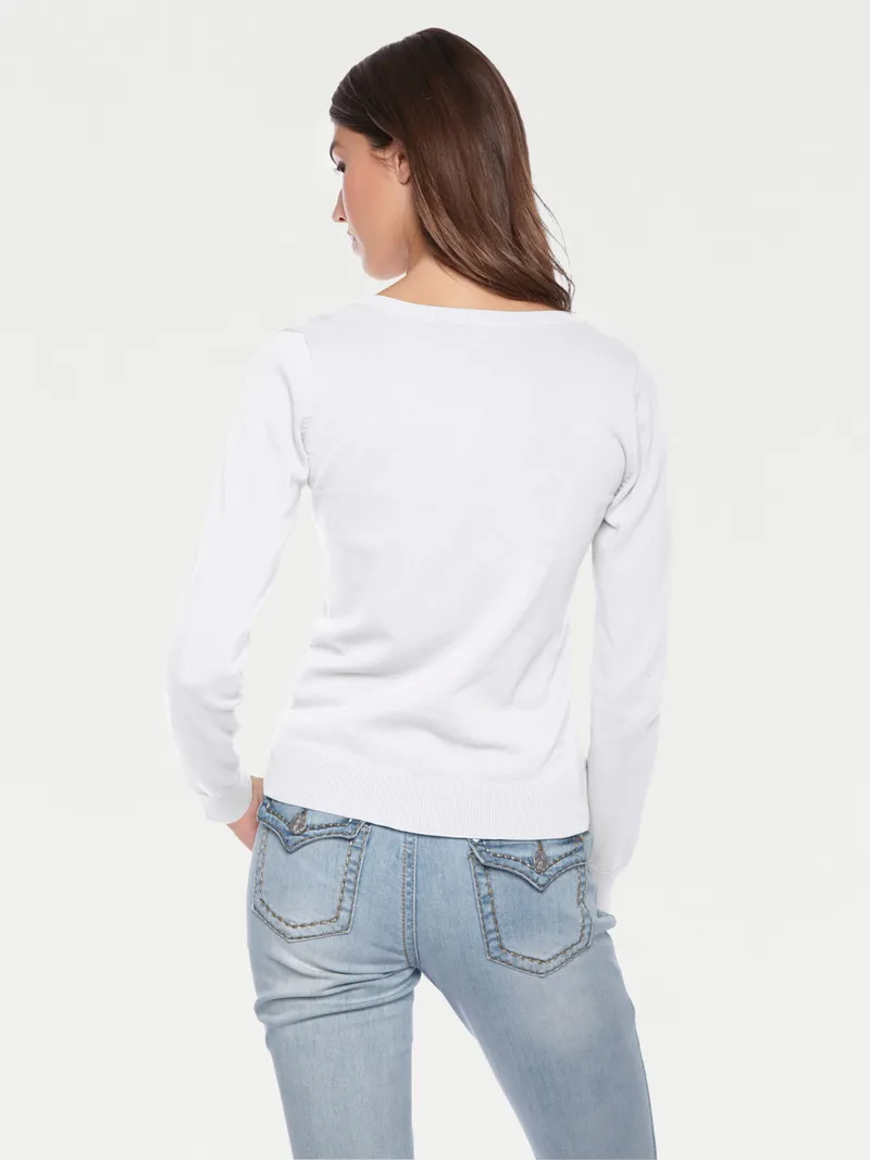 heine Rundhalspullover weiß, Weiß, – Produktbild 1 von 2