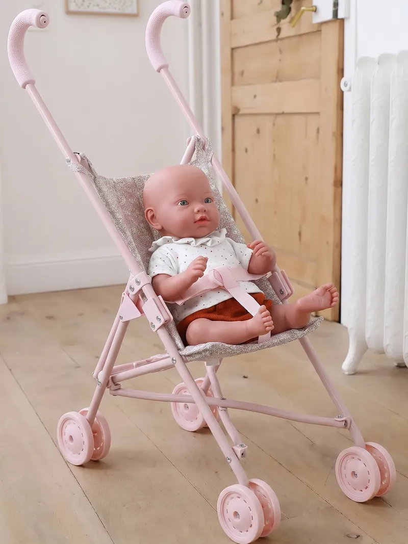 Vertbaudet Puppen-Buggy RETRO FLOWER, Rosa, – Produktbild 3 von 4