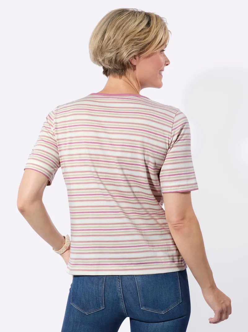 Witt Shirt ecru-altrosa-geringelt, Ecru-altrosa-geringelt, – Produktbild 2 von 2